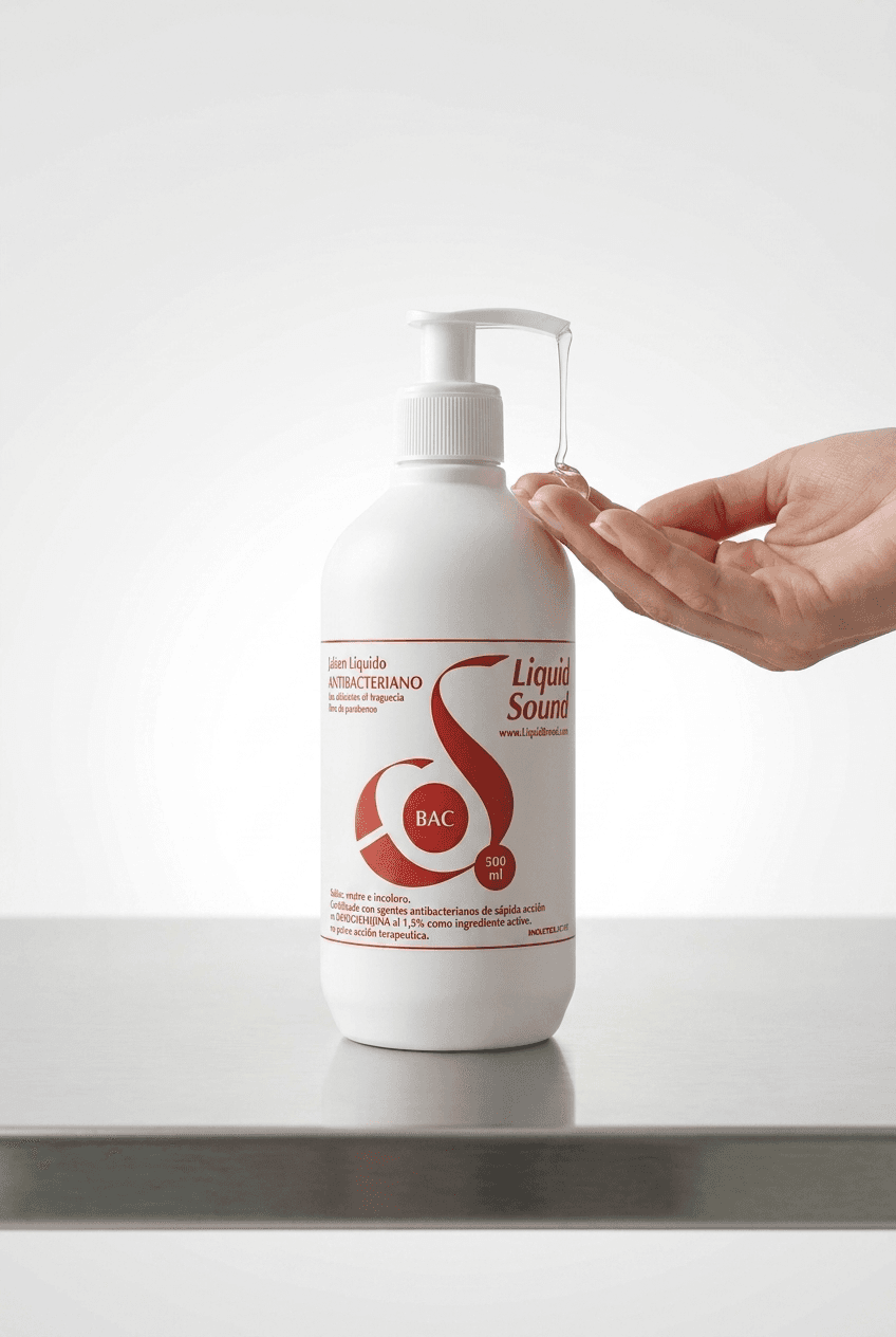 Liquid Sound BAC siendo dispensado en una palma profesional